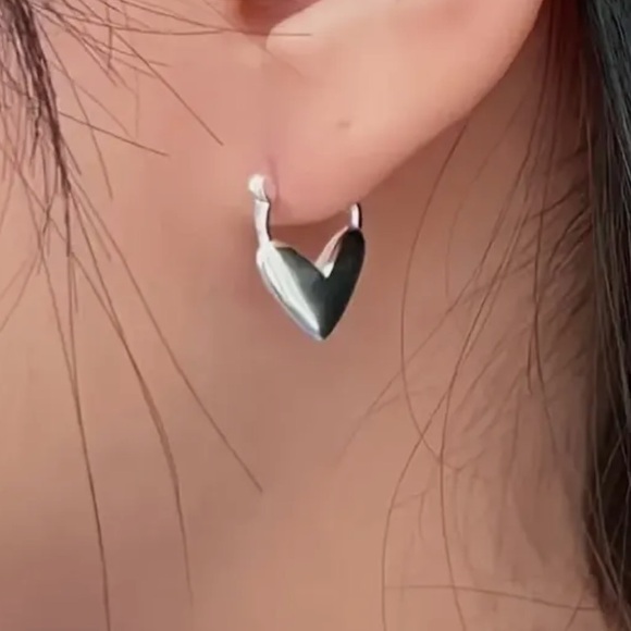 255- Pair Of 925 Sterling Silver Heart-shaped - Picture 6 of 6